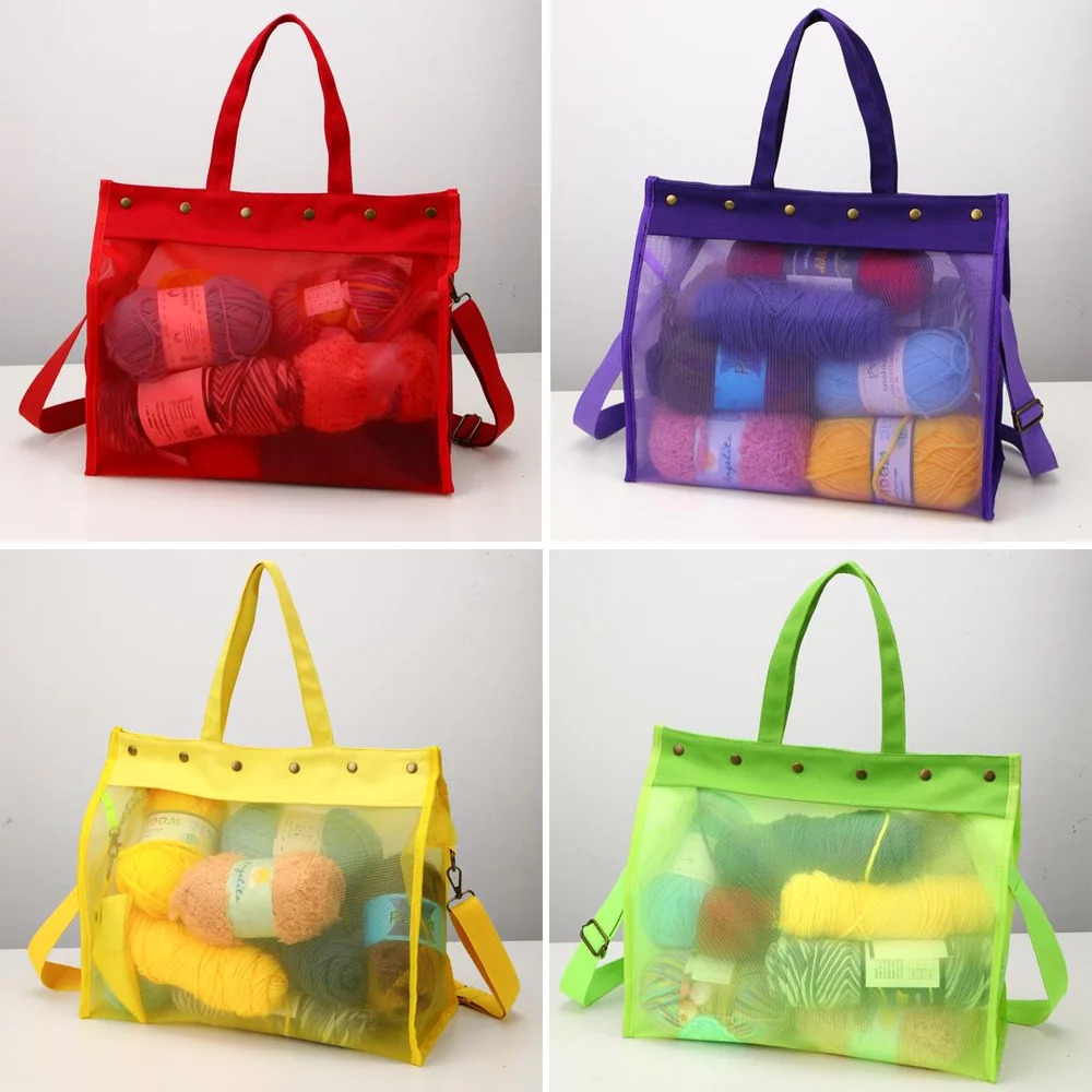 

Candy Color Portable Yarn Storage Bag Hollow Mesh Knitting Bag Crochet Yarn Handbag Organizer for Weave Tools Sewing Accessories