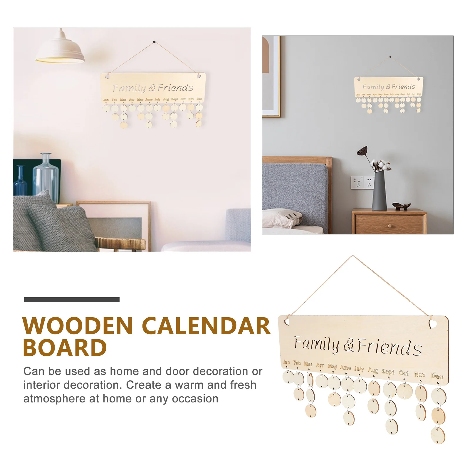 

Wooden Plaques Diy Birthday Reminder Calendar Wall Hanging Decor For Home Living Room Art Craft Family Activity