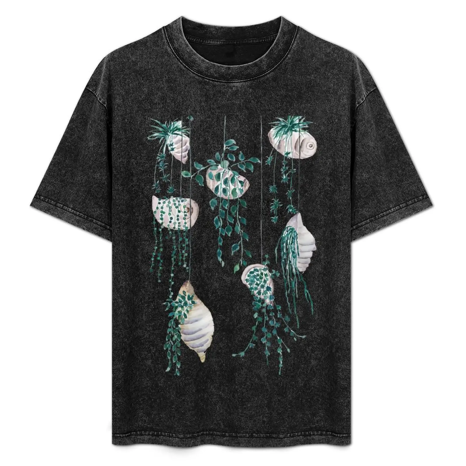 Hanging plants in seashells watercolor T-Shirt Independence Day Short Sleeve T-Shirt