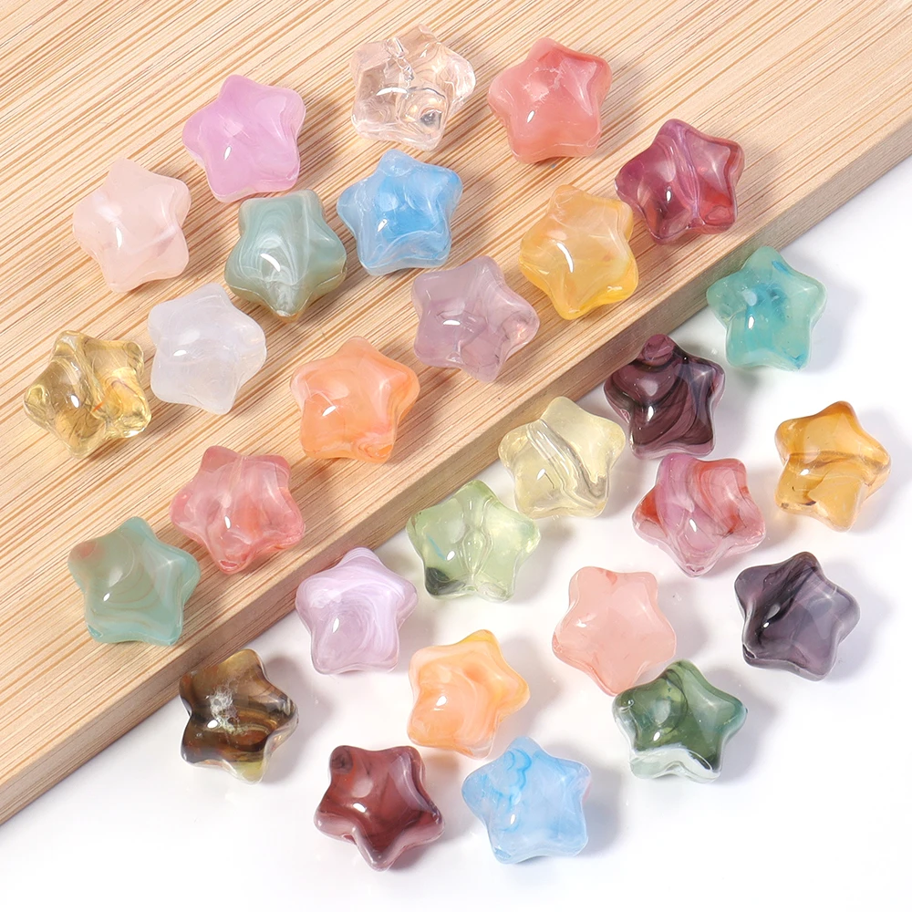 30 Stück Acrylperlen in Farbverlauf, niedliche, dicke Sternform, lose Abstandsperlen für die Schmuckherstellung, DIY-Armband- und Schlüsselanhänger-Zubehör – Detail 5