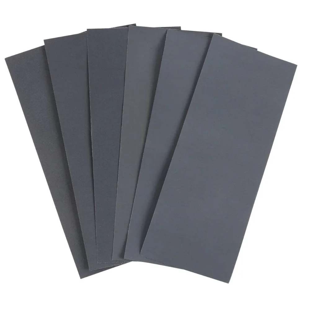 9x3.7 Inch Dry Wet Waterproof Sandpaper Sheets Assorted Grit for Furniture, Hobbies, and Home Improvement, 6 Sheets