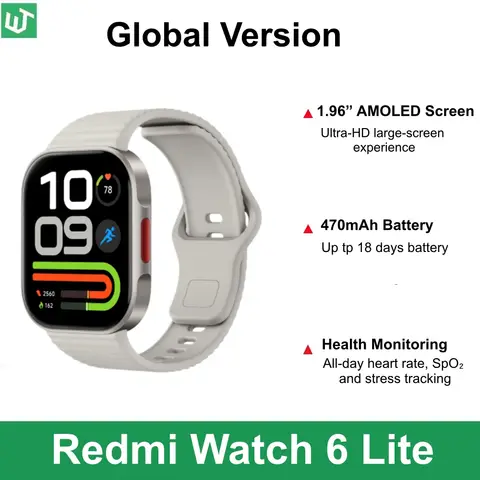 Global Version Xiaomi Redmi Watch 6 Lite Smartwatch Bluetooth Calling 1.96'' Display Sport Mode Health Monitoring 470mAh Battery