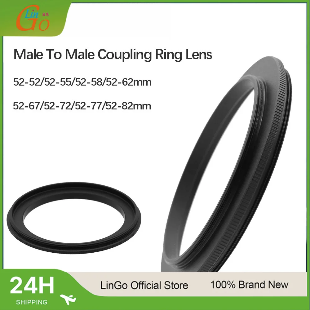 52-82mm Step Ring Adapter Dual Male To Male Coupling Ring Lens Aluminum Alloy Male-to-Male Adapter Ring For Filters