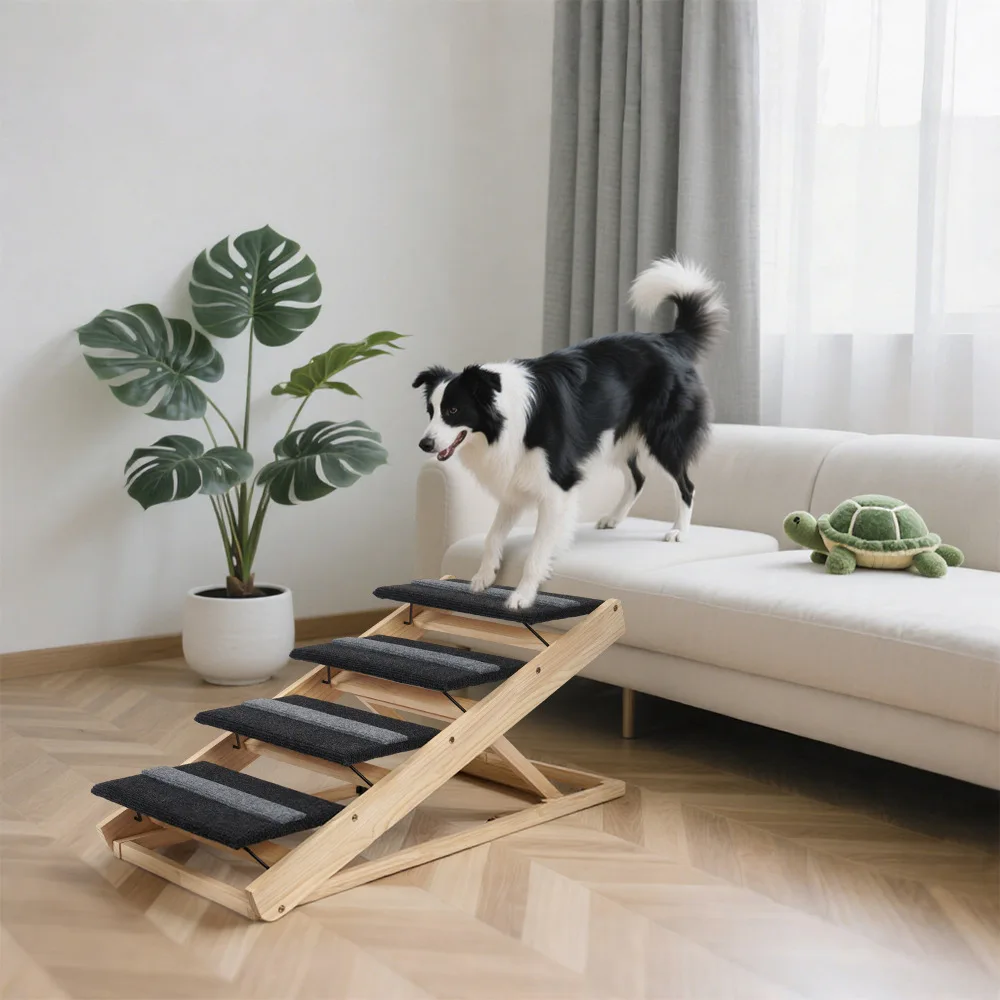 Dog ramp Adjustable steps Folding stairs Small medium and large car Non-slip surface Wooden dog ladder