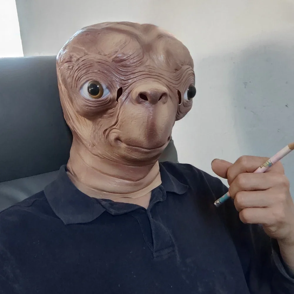 Realistico ET Alien Maschera in lattice Halloween Carnevale Festa Film ET il cosplay extra terrestre raccapricciante ET Maschera aliena a testa intera