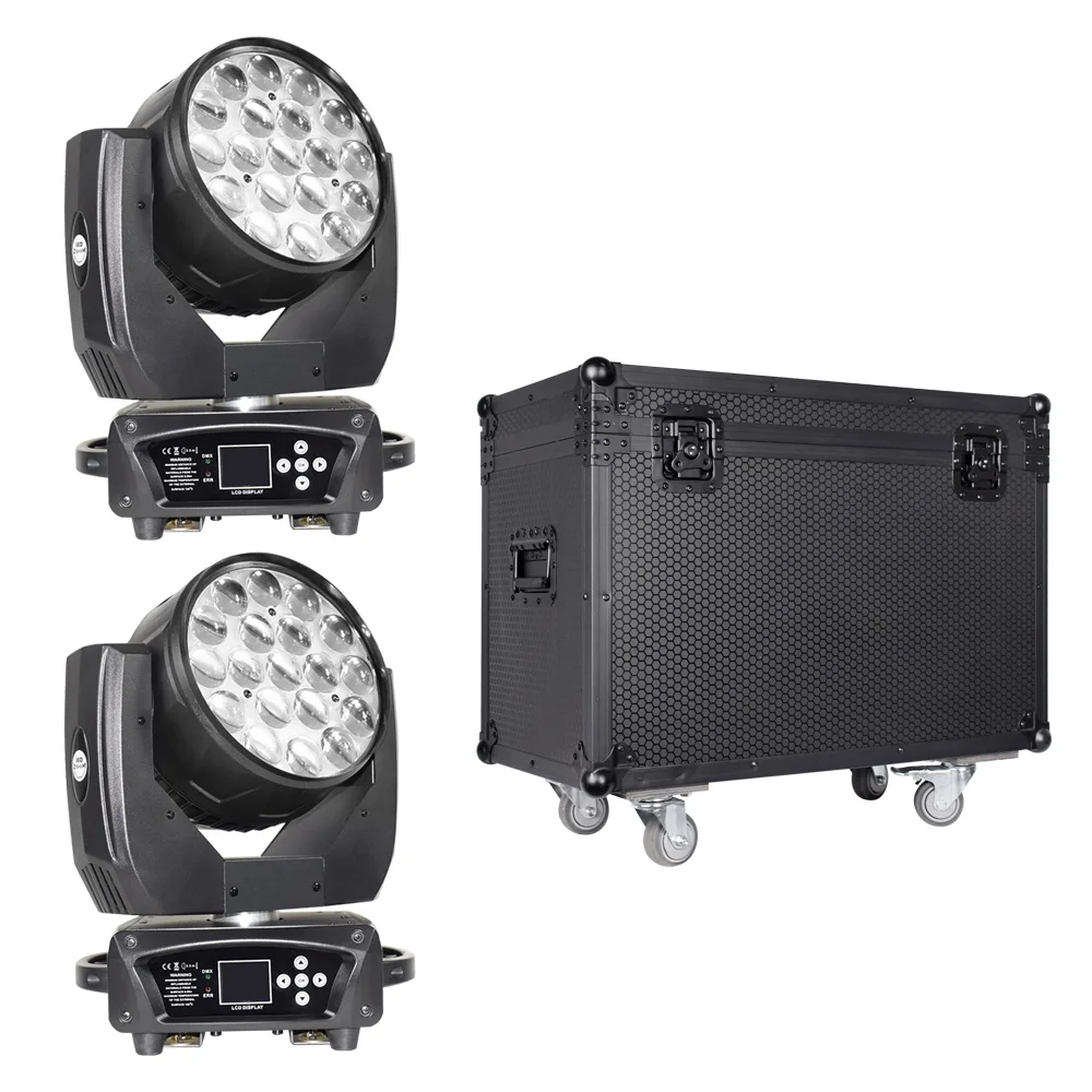 

HongYilite Moving Head Lights LED19X15W RGBW 4inl Beam Zoom Wash Effect Stage Lights Professional With Flight Cases Bar DJ Party