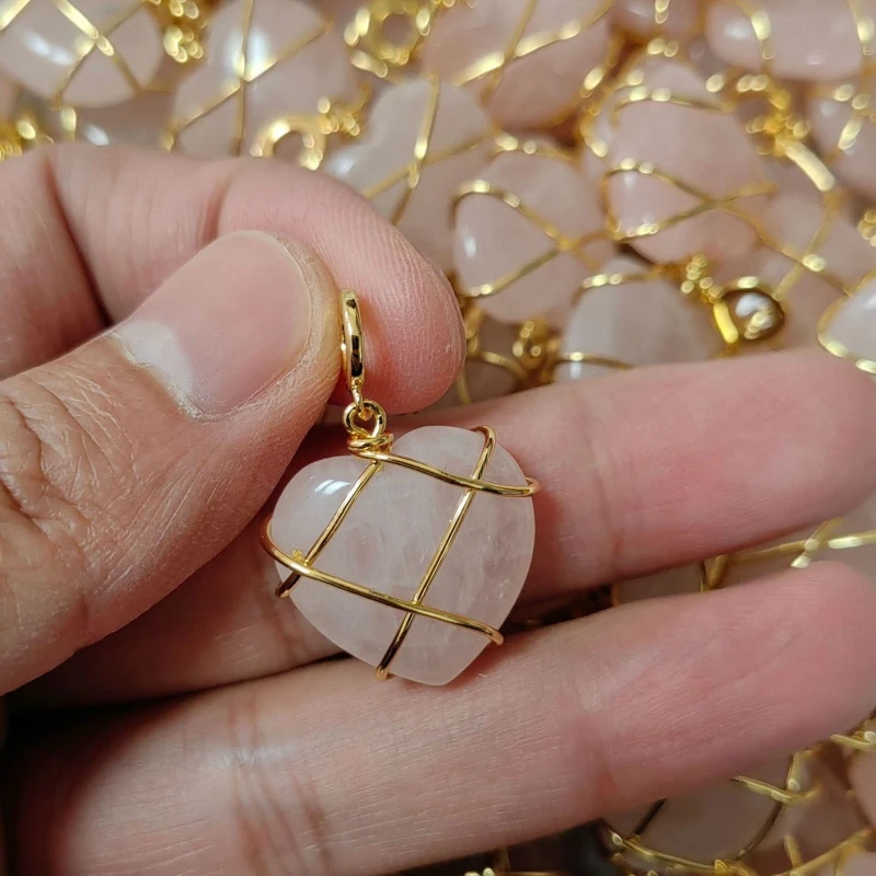 Ожерелье в форме сердца для женщин и девочек с ювелирными изделиями из натурального камня, изящный подарок, кулон в форме сердца, розовое ожерелье, декор