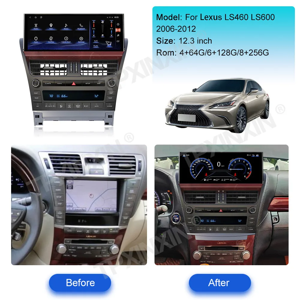 For Lexus LS460 LS600 2006~2012 Android Radio Stereo Double Knobs Automotive Multimedia Player GPS Navigation Head Unit