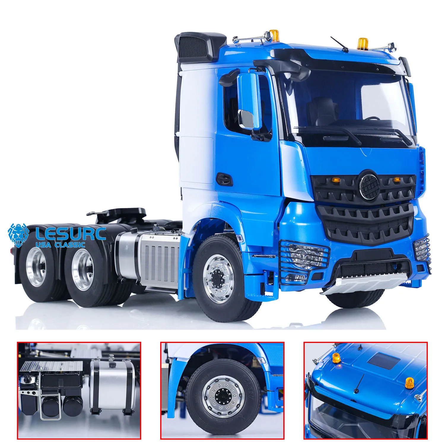 

6x6 RC Tractor Truck 1/14 LESU Metal Chassis 1851 3363 High Roof Cabin Radio Control Car With 2-speed Gearbox EL-007 Light Sound