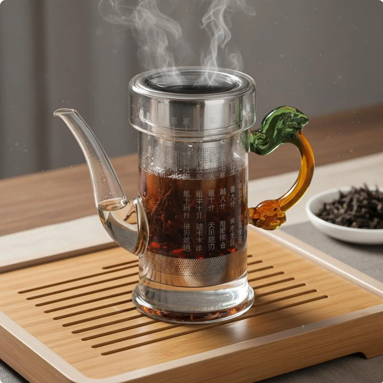 Glass Teapot with Dragon Handle Heat Resistant Infusion Tea Brewing Jug with Filter for Chinese Tea Ceremony