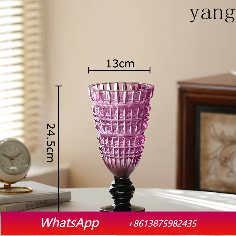 

Classical Relief Glass Vase Hydroponics Plant Pot Table Decoration Flowers Arrangement Floral Vases Room Aesthetic Decor