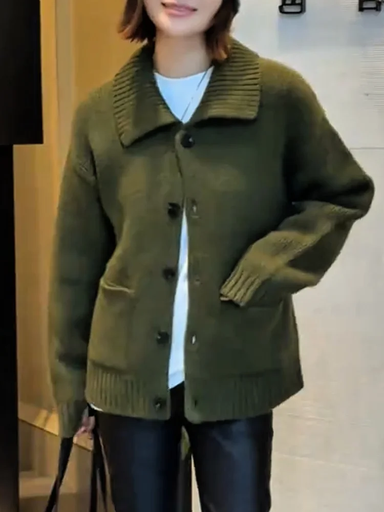 

Ele Knitted Open Cardigan Faionable plus Size Slimming Age-Defng Top for Autumn Season Korean Sle Loose Fit Long Sl...