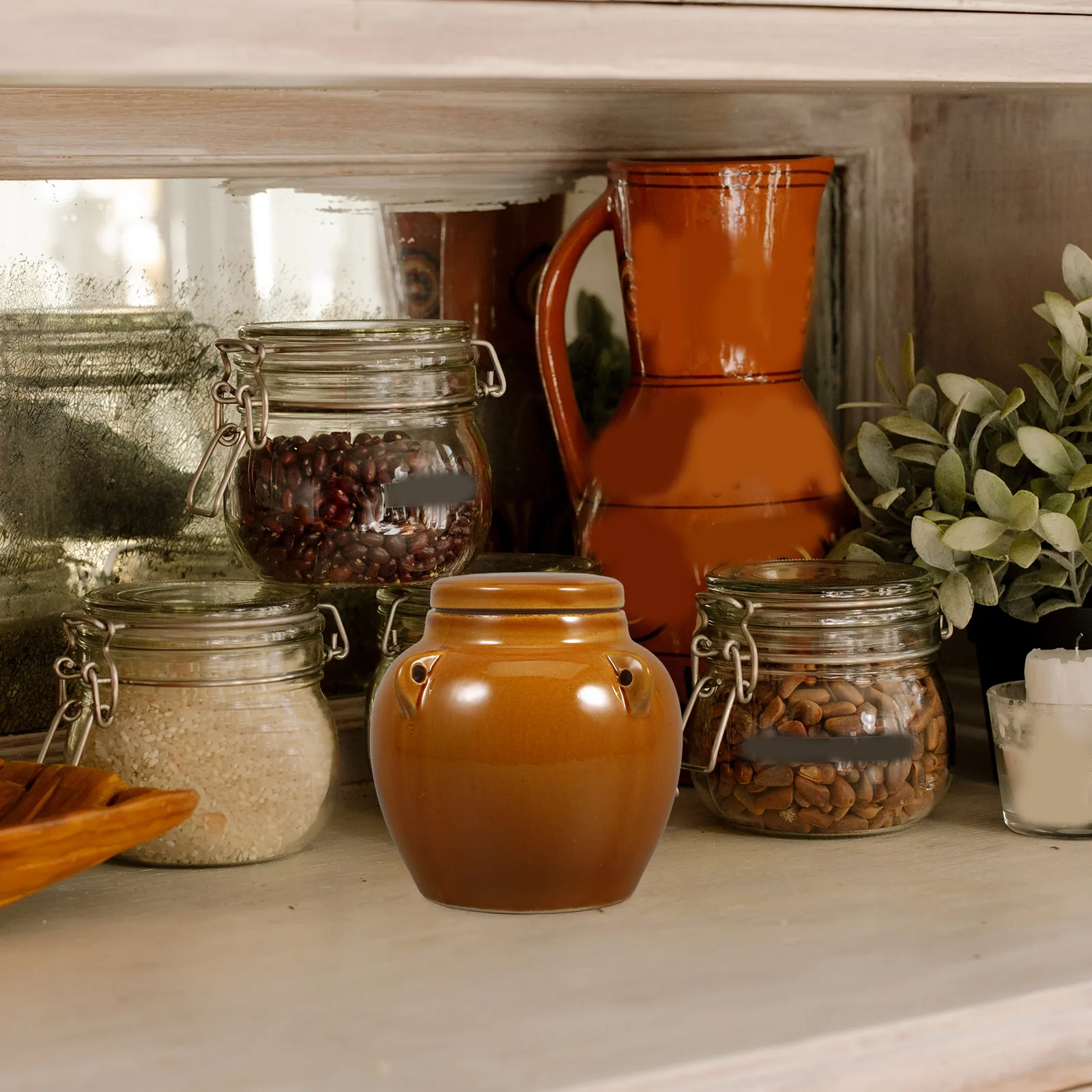 

Ceramic Storage Jar 1PCS Traditional Pickle Honey Container Dried Food Kitchen Gadget Sealed Compact