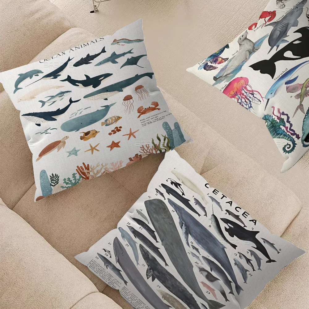 Abstract Marine Organisms Cushion Cover Inches Farmhouse Decor Home Throw Pillow Covers For Couch Decorations