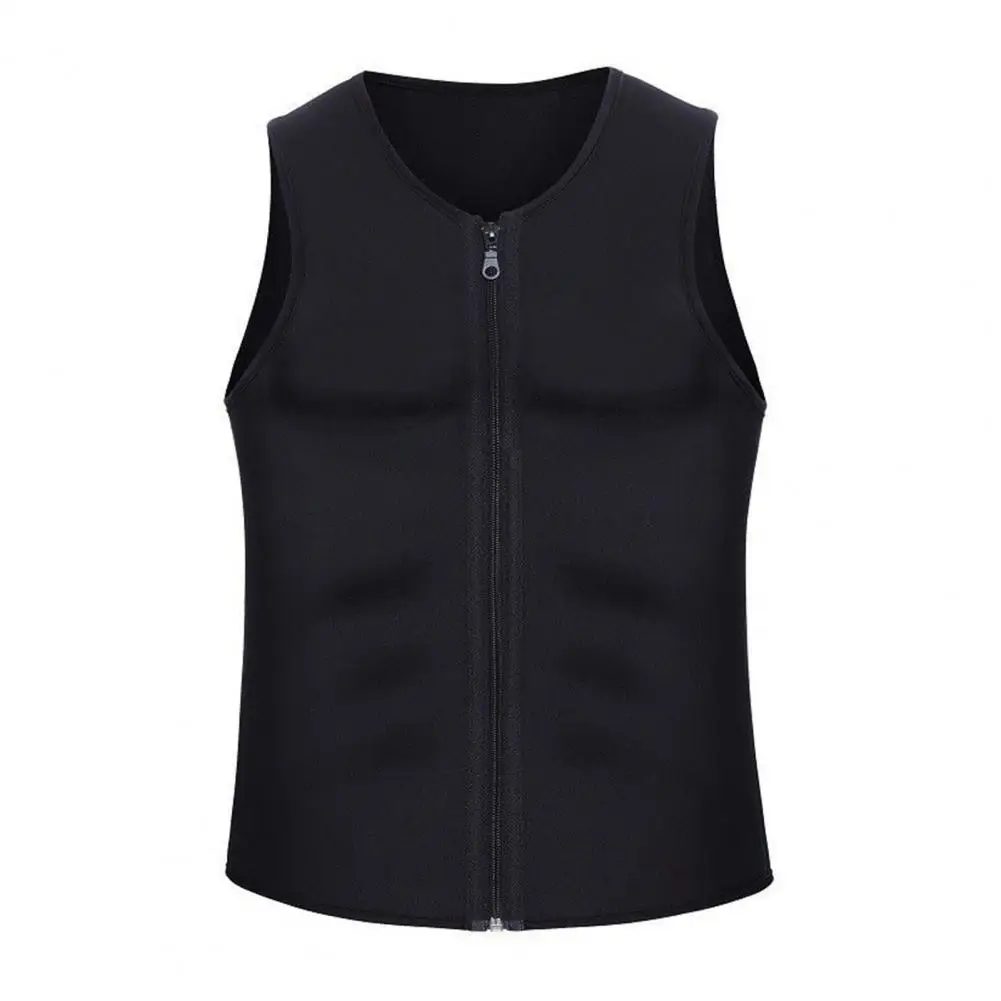 Muscle Defining Men Vest Muscle-defining Men's Fitness Vest O-neck Sleeveless Zipper Placket Nanometer Tech for Safety