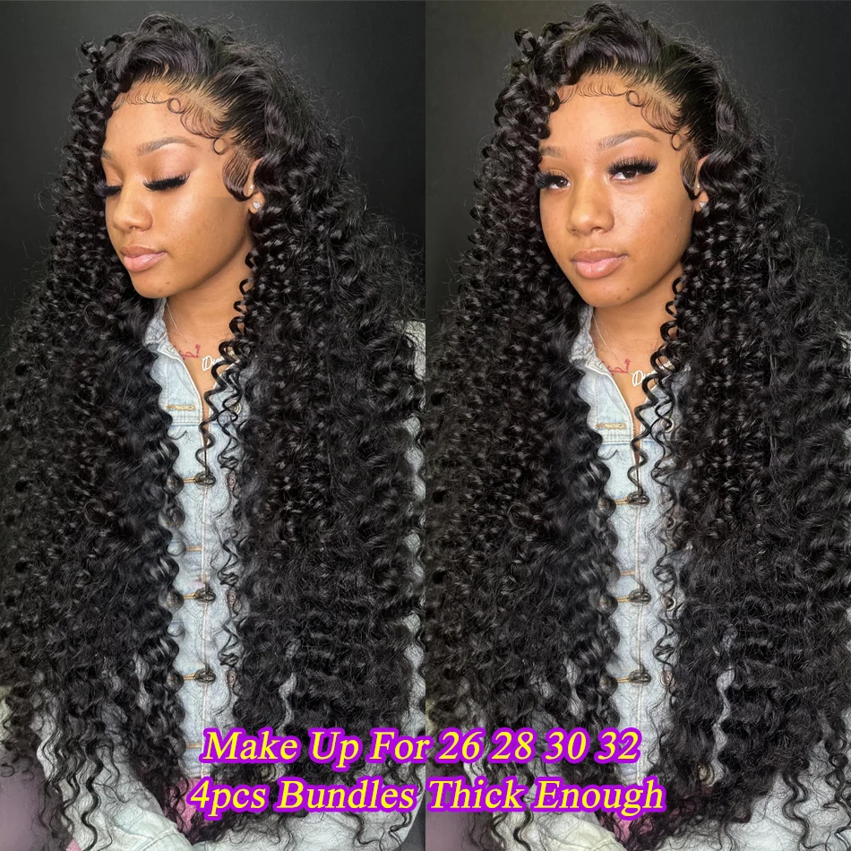 Melodie 30 40 Inch Curly Human Hair Bundles 100% Remy 10A Extensions Peruvian Loose Deep Wave Doubt Weft Raw Virgin Hair