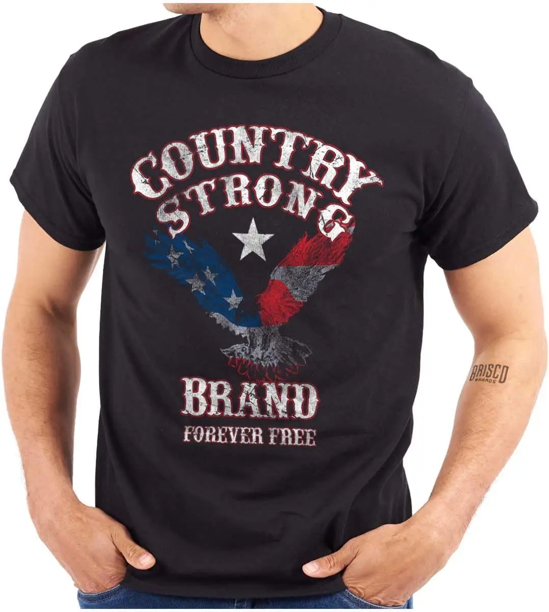 Country Strong USA Bald Eagle Cowboy Graphic T Shirt Men or Women