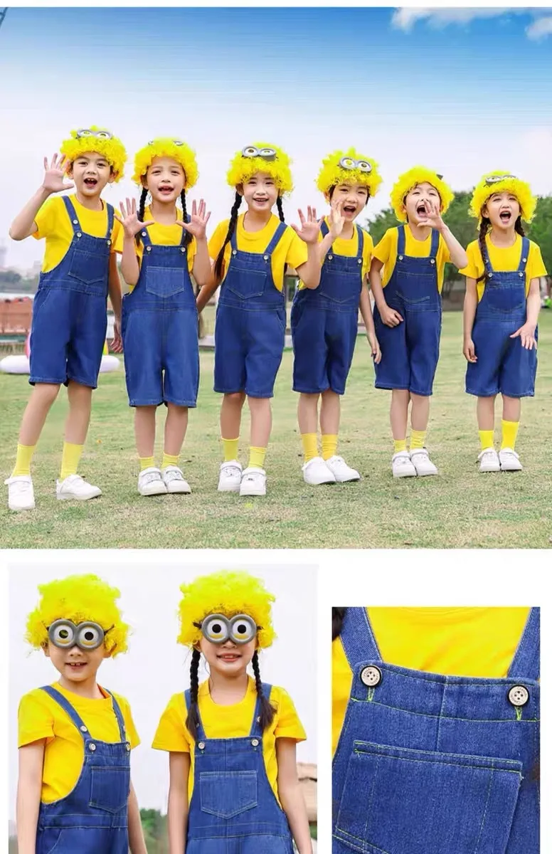 Lot De 3 Accessoires Costume Minion Adulte & Enfant – Bonnet Jaune Avec Antenne, Lunettes Steampunk Yeux Iconiques + Gants Noirs Extensibles – Parfait Pour Halloween & Carnaval