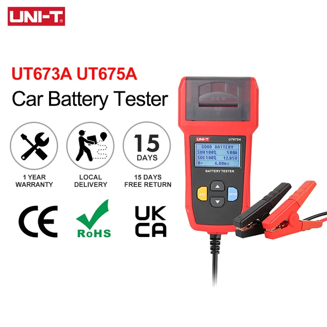 UNI-T Tester akumulatora samochodowego 12V 24V DC analizator ładowarki UT673A UT675A Tester obciążenia pojemności Test układu rozruchowego 40-2000CCA