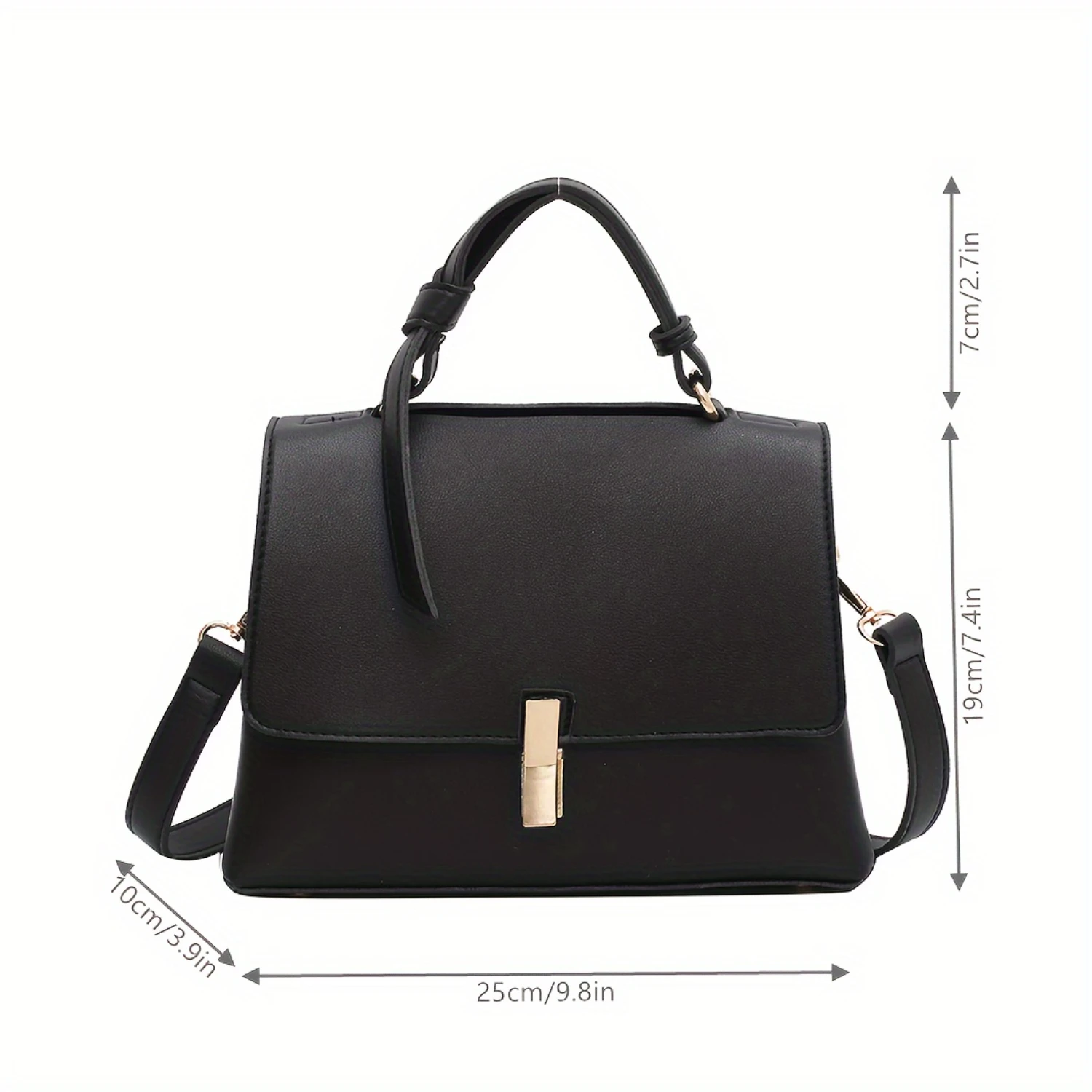 

Solid Color Double Layer Shoulder Bag for Work, Trendy Minimalist PU Leather Handbag Gold bags women Pochacco plush Knot
