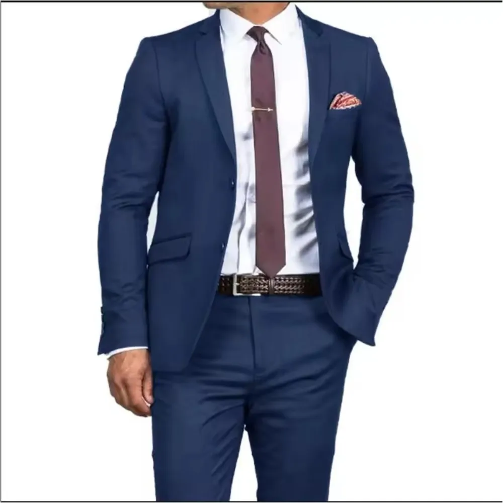 

Men's Suits 2 Pc Jacket Pants Notch Lapel Single Two Buttons Blazers Sets Banquet Business Wedding Groom Custom Male Clothing