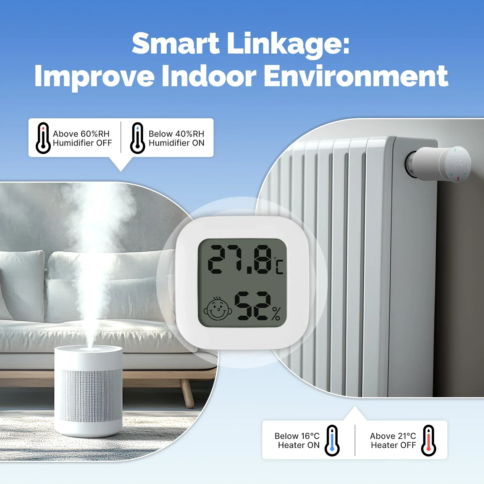 MOES Tuya Zigbee Smart Temperature Humidity Sensor with LCD display screen Indoor App Remote Monitor Work With Smart Life APP