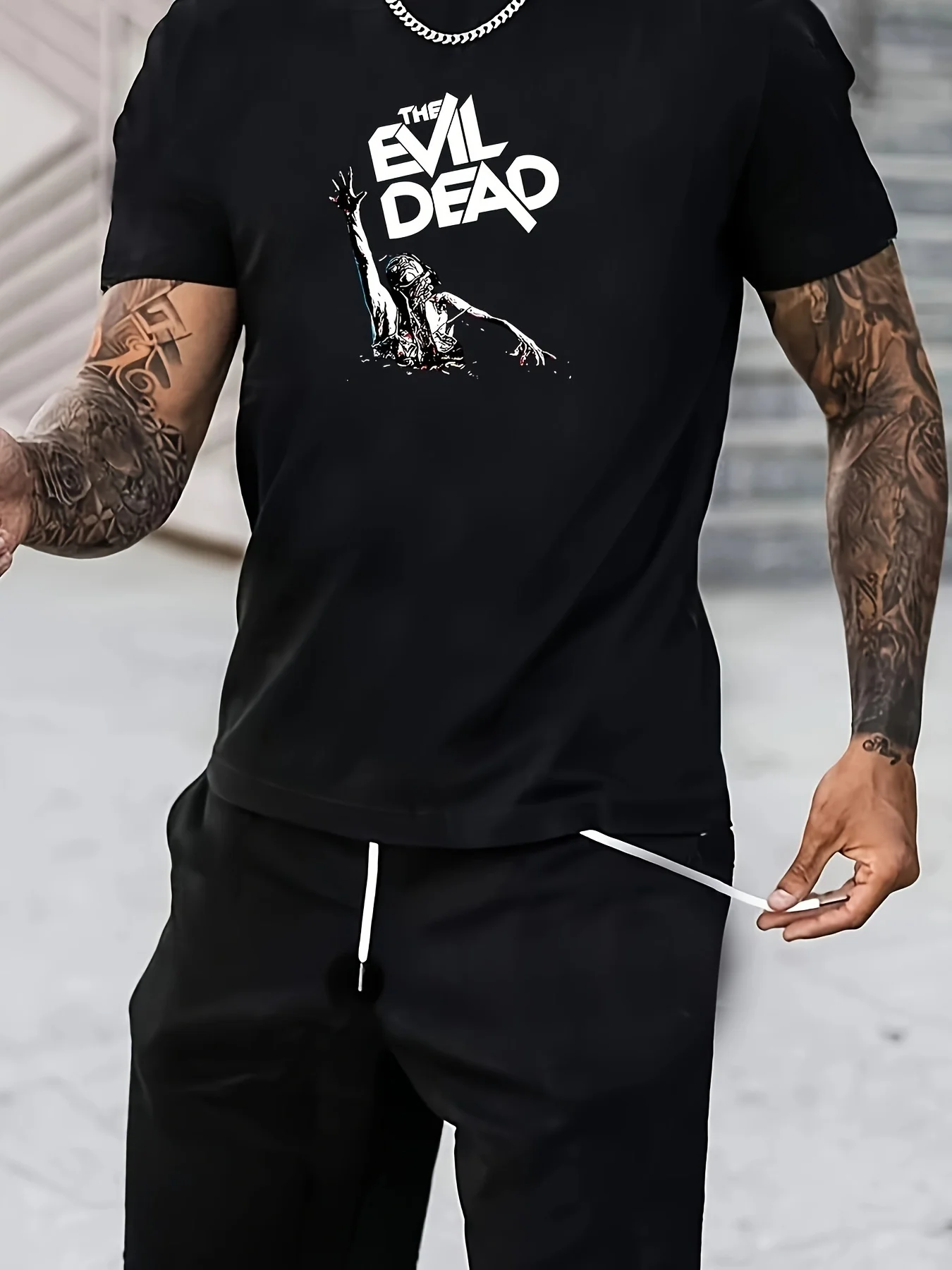 

Portrait Print Comfy Cotton T-shirt, Men'S Casual Street Style Stretch Round Neck Tee Shirt For Summer