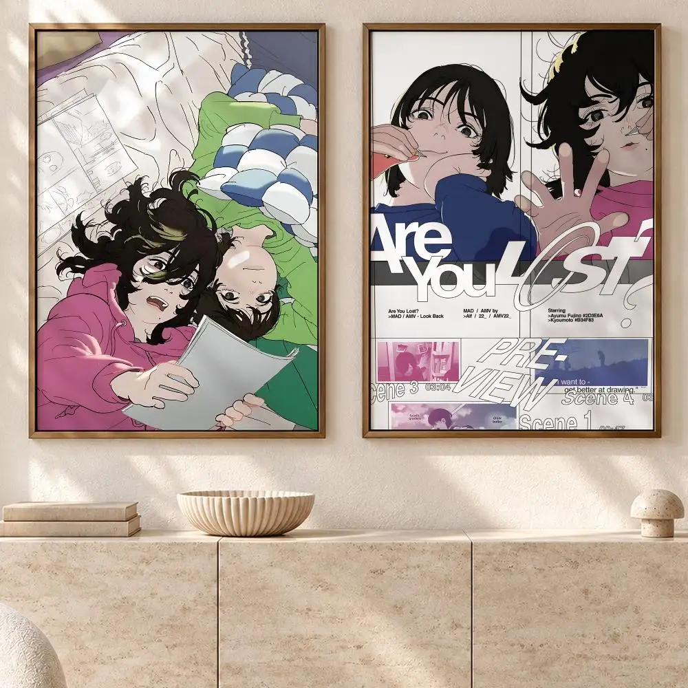Refined Anime Look Back Poster Art  Self-Adhesive No Glue Dorm Wall  Waterproof Coffee House Art Sticker