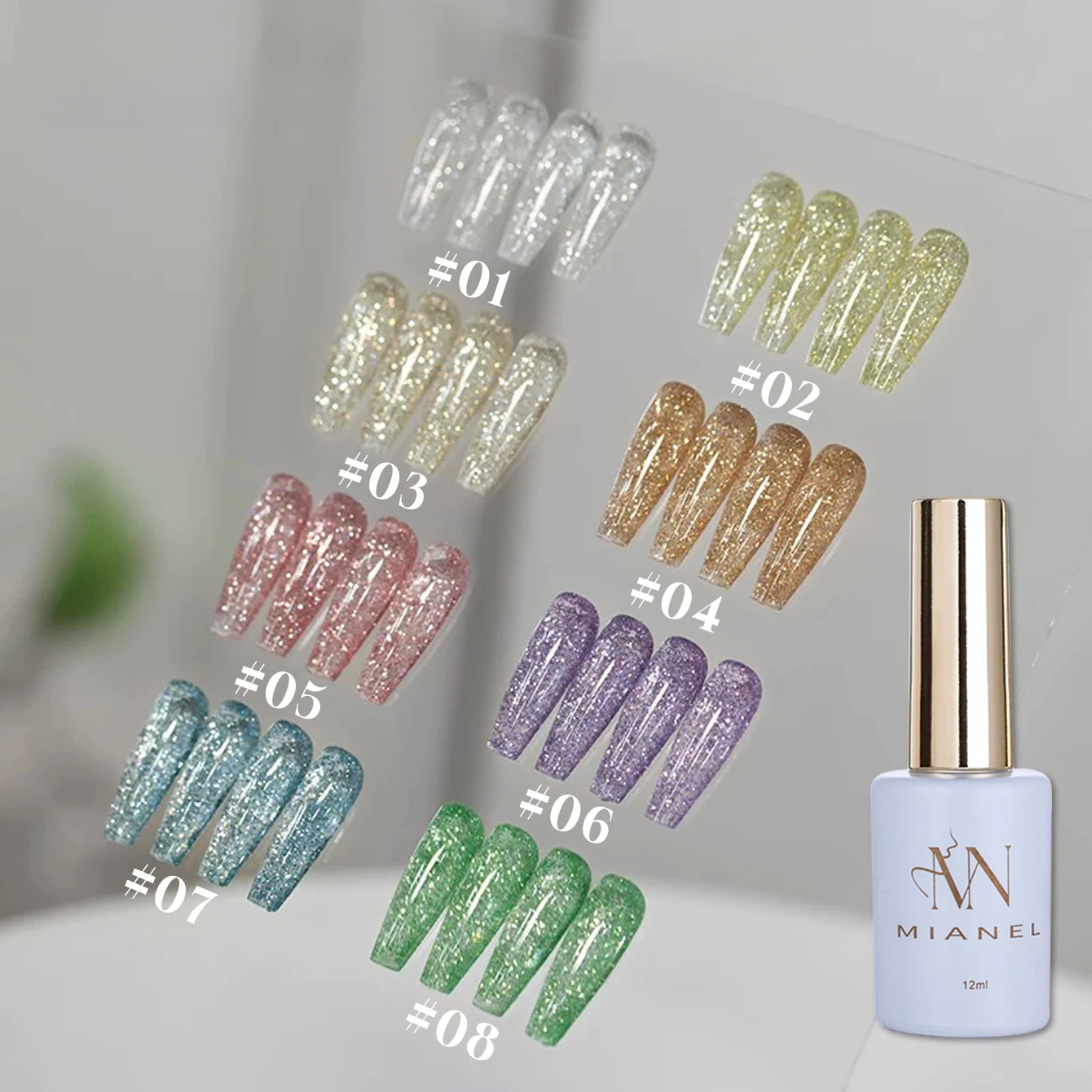 

MIANEL 12 мл переливающийся гель-лак с блестками - Новое поступление 2025 года, модный ультра блестящий отделка с блестками для дизайна ногтей