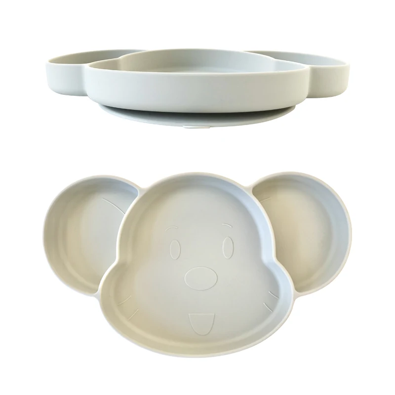 4/8PCS Baby Silicone Dishes Suction Cartoon Soft Bibs Non-slip Children's Dishes BPA Free Bowl Plate Cup Spoon Fork Sets