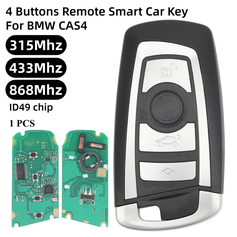

1 шт., 4 кнопки, дистанционный смарт-ключ от автомобиля для BMW CAS4 CAS4 + F FEM BDC 3 5 7 серии F10 F20 F30 F40 X5 E92 E90 ID49 315/434/868 МГц