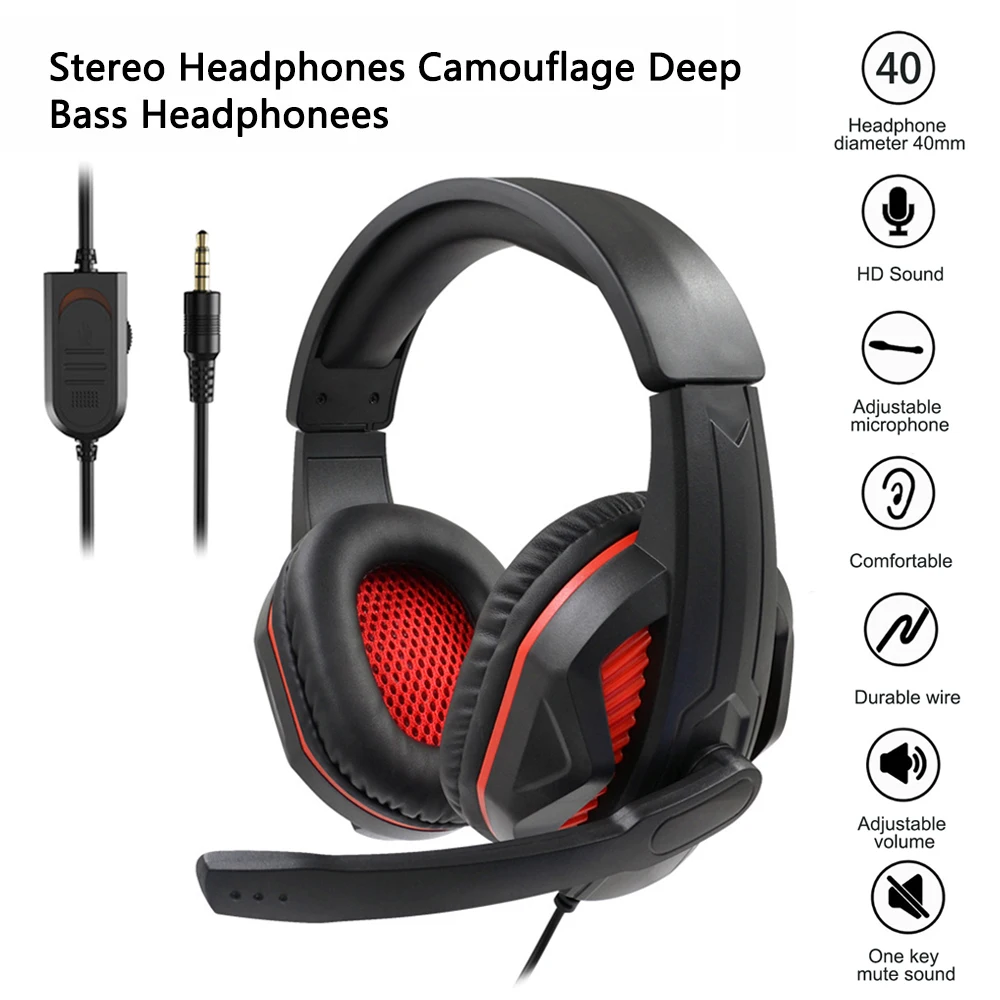 

Gaming Headset Noise Reduction Wired Earphone Bass Surround Video Game Headphones HD Microphone for PC PS4 PS5 XBOX