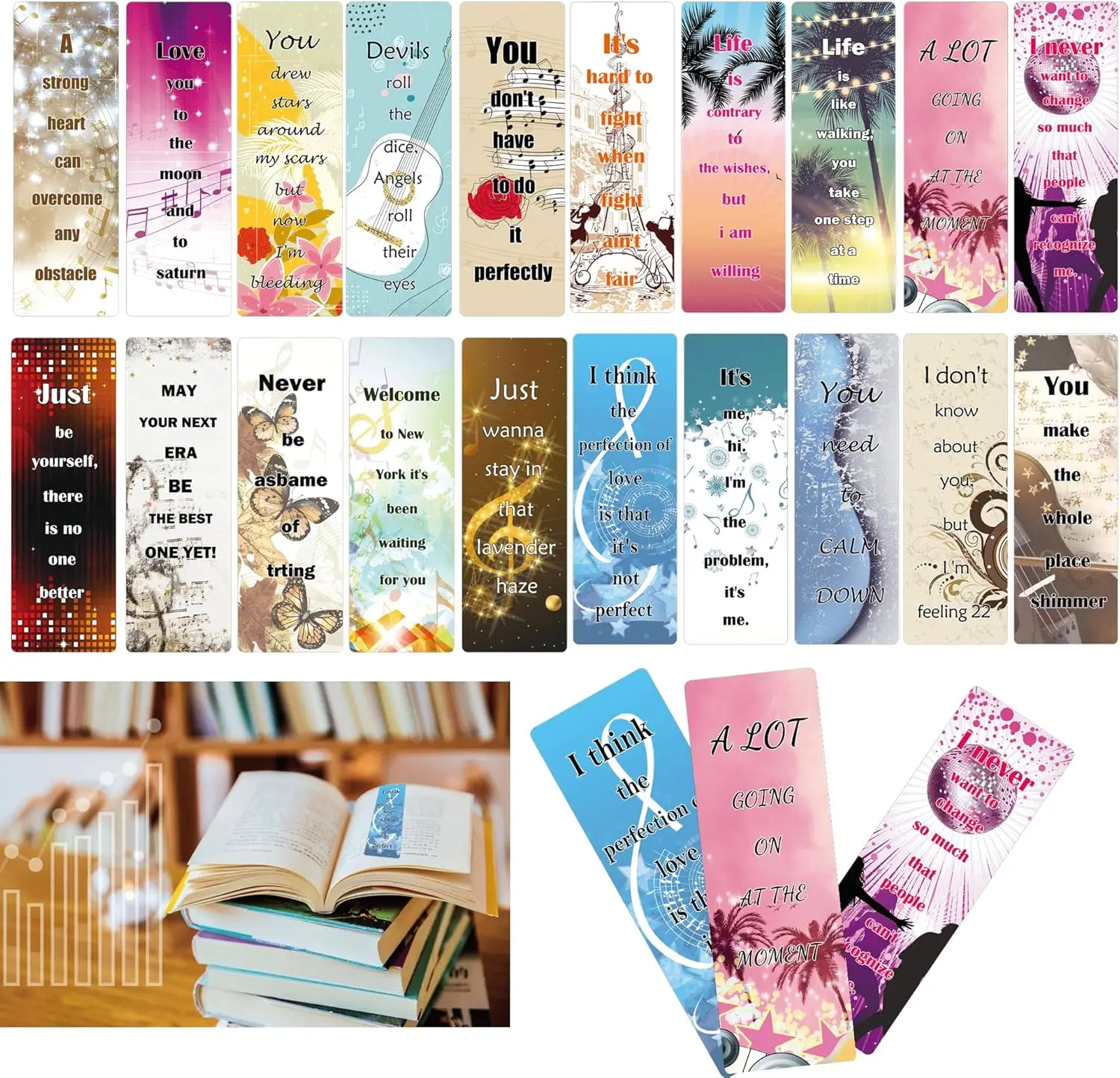 

Music Inspired Bookmarks Fans Singer Book Marks Page Markers Paper Album Quotes Gift Bookmarks for Book Lovers Reading Gift 20