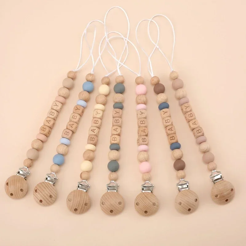 Clips para chupete de bebé, mordedores con nombre personalizado, juguetes, soporte para pezones, cadena, accesorios para bebés, regalo para recién nacidos, cadenas para chupetes