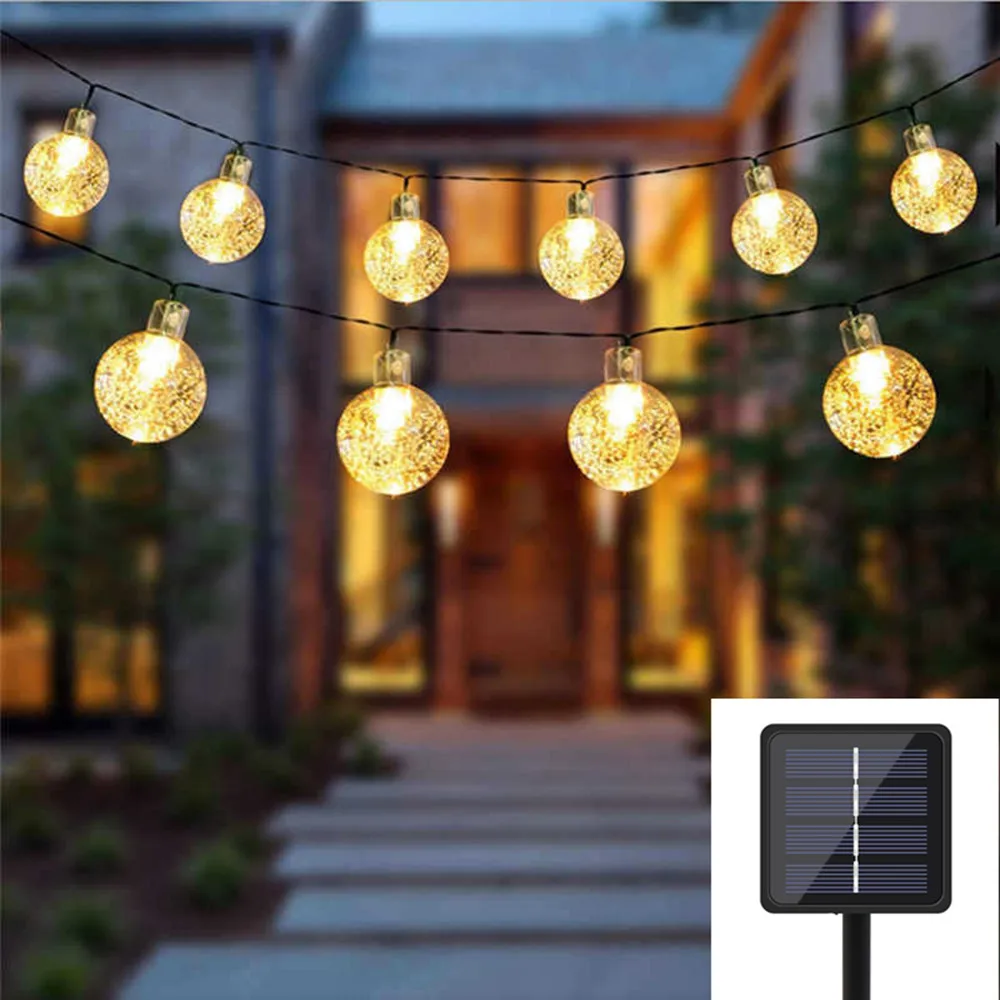 

1pc Solar-Powered Bubble Ball LED String Light 20LED/50LED/100LED Waterproof Outdoor Garden Corridor Courtyard Decoration