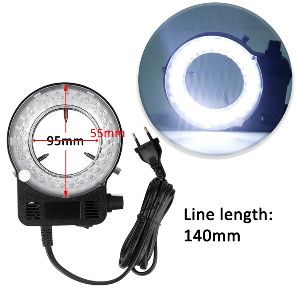 Illuminatore ad anello a LED regolabile 64 lampada industria monoculare binoculare trinoculare Stereo Video microscopio obiettivo fotocamera Illumi