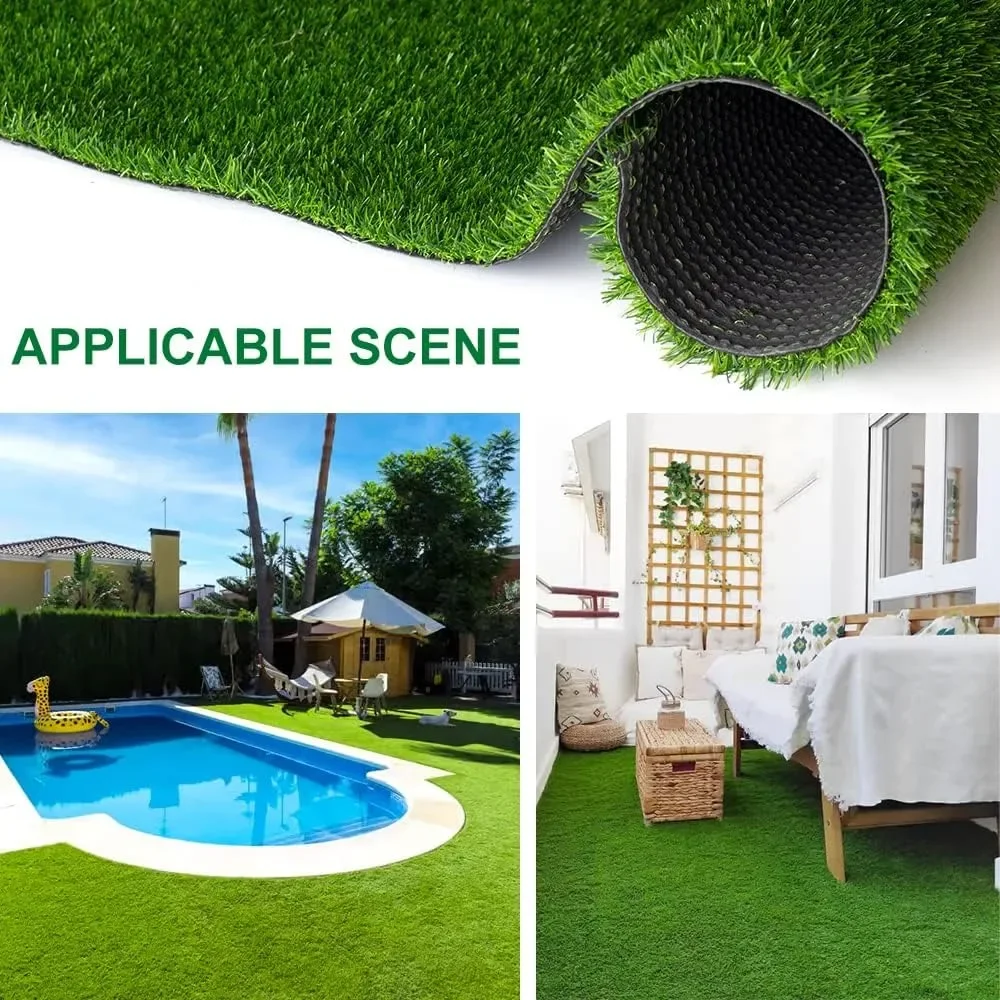 Thick Realistic Artificial Grass Astroturf, 0.7" Height Realistic Synthetic Grass 7FTX12FT, Drainage Holes for Garden Backyard