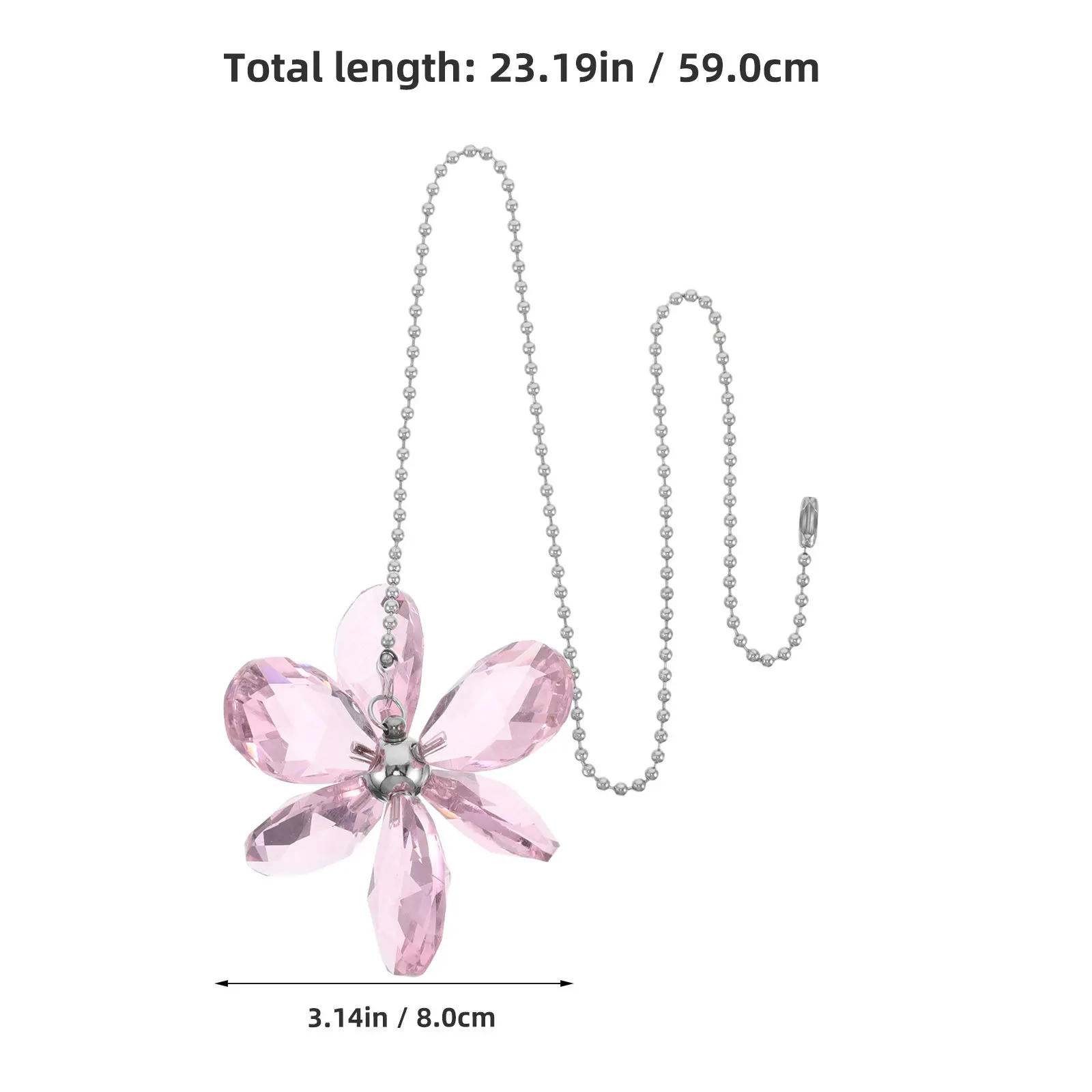 Decorative Crystal Flower Ceiling Fan Chain Pull Extender Hanging Suncatcher Pendant Outdoor Garden Light Catcher Fan Chain