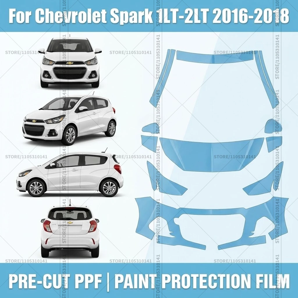 For Chevrolet Spark 1LT-2LT 2016-2018 Pre-Cut Paint Protection Film PPF Transparent Car Film Automotive PPF Front Kit