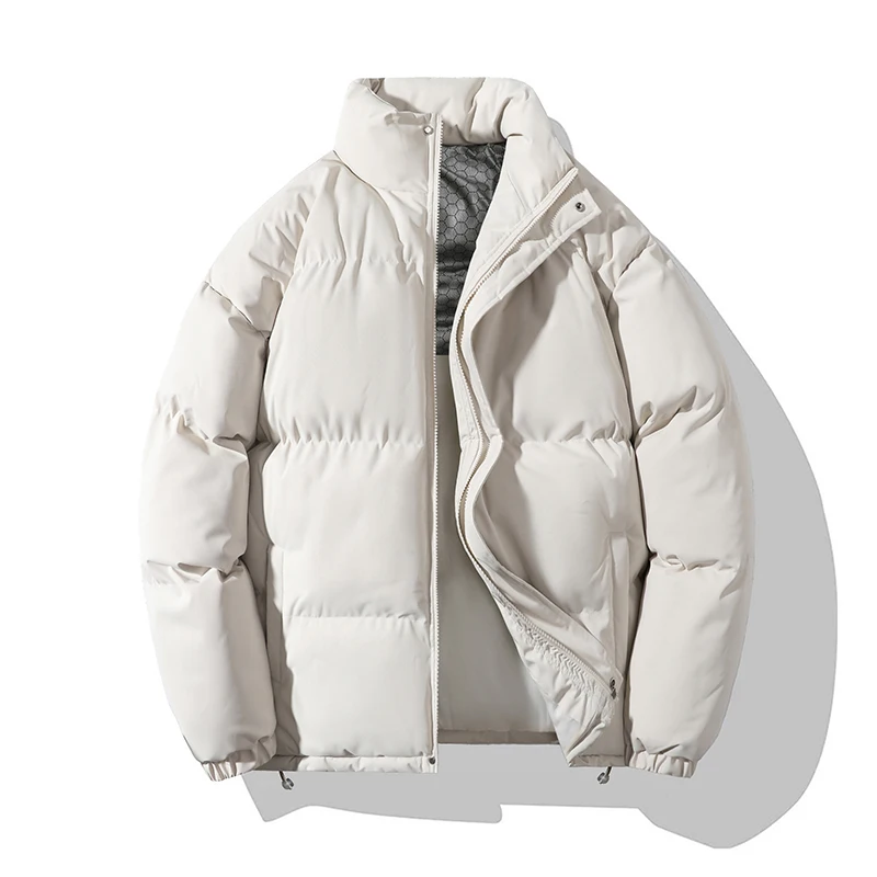 

Solid Color Thickened Mens Windproof Parkas Outdoor Winter Warm Male Streetwear New Arrivals Stand Collar Zipper Cotton Coats