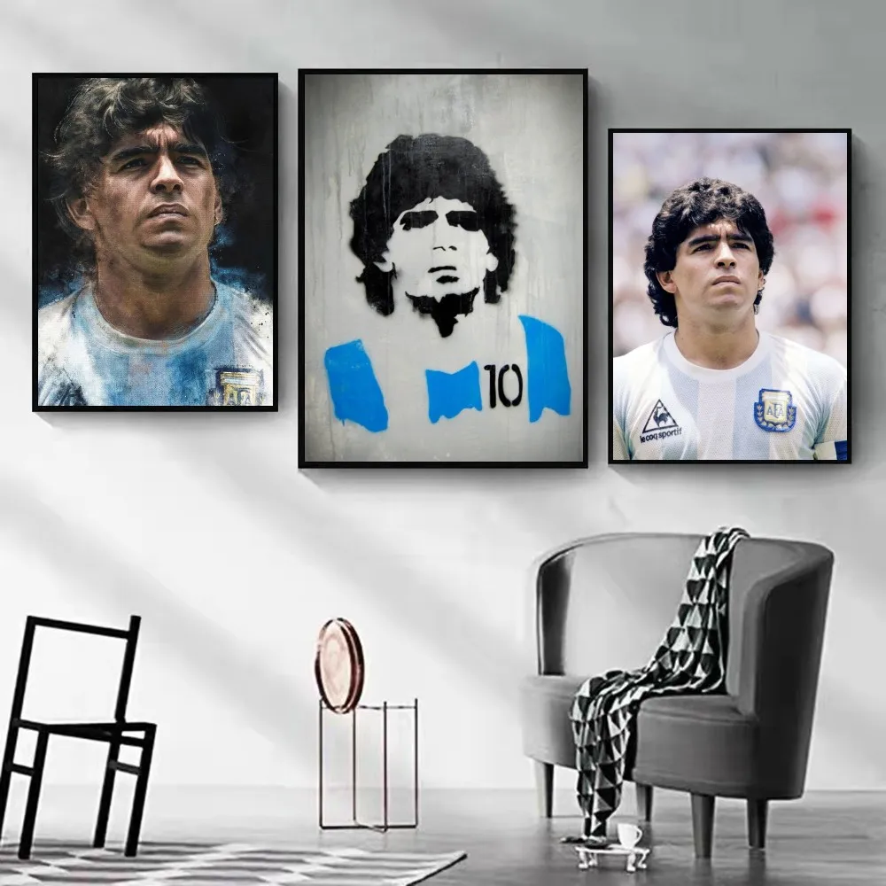 1pc Diego Maradona Poster Self-adhesive Art Poster Waterproof Paper Sticker Coffee House Bar Room Wall Decor