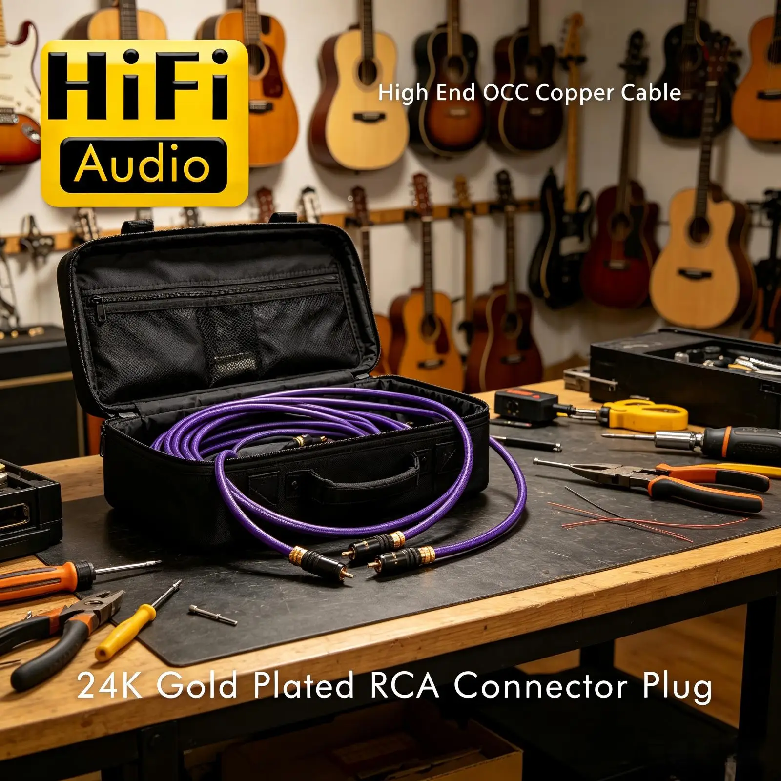 Preffair Hifi RCA Cable OCC Copper Silver Plated Audio Cable Double Shielding RCA Signal Line with Gold Plated Plug