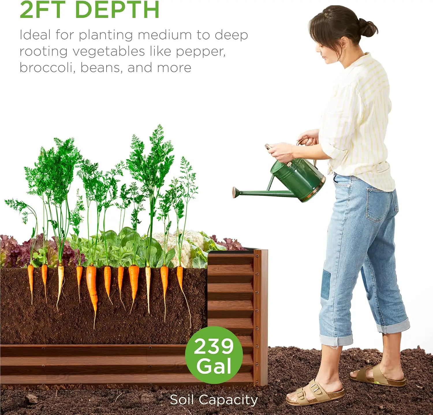 Open Bottom Steel Raised Garden Bed Planter Box Outdoor Backyard Vegetables Herbs Flowers