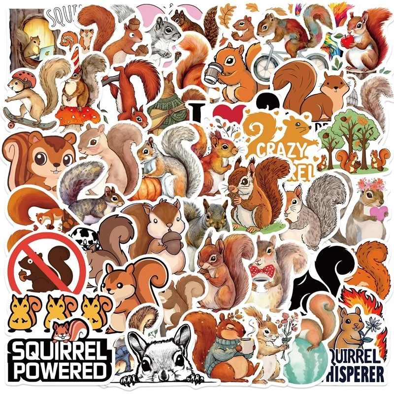 

10/30/50PCS Kawaii Squirrel PVC Sticker Aesthetic Colored DIY Children's Decoration Scrapbooking Hand Accounting Supplies