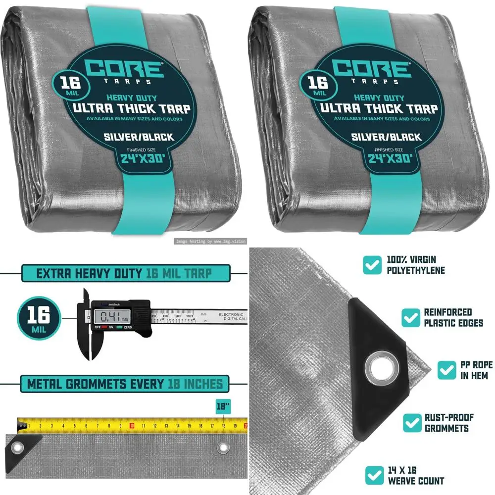 

Прочные водонепроницаемые УФ-стойкие полимерные тенты толщиной 16 мил с усиленными краями, 24' x 30', идеально подходят для патио, бассейнов, покрытия лодок