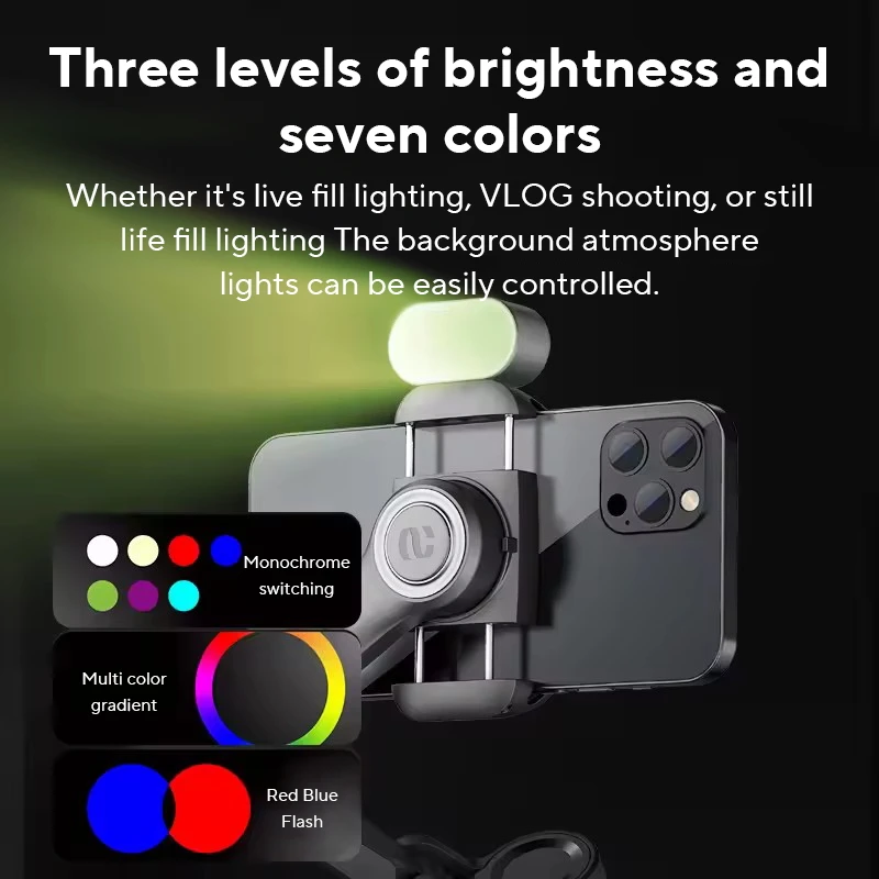 AOCHUAN 3-Axis Handheld Gimbal Stabilizer for Smartphone with Fill Light for iPhone Android Face Tracking Tiktok Vlog Smart XE image 4