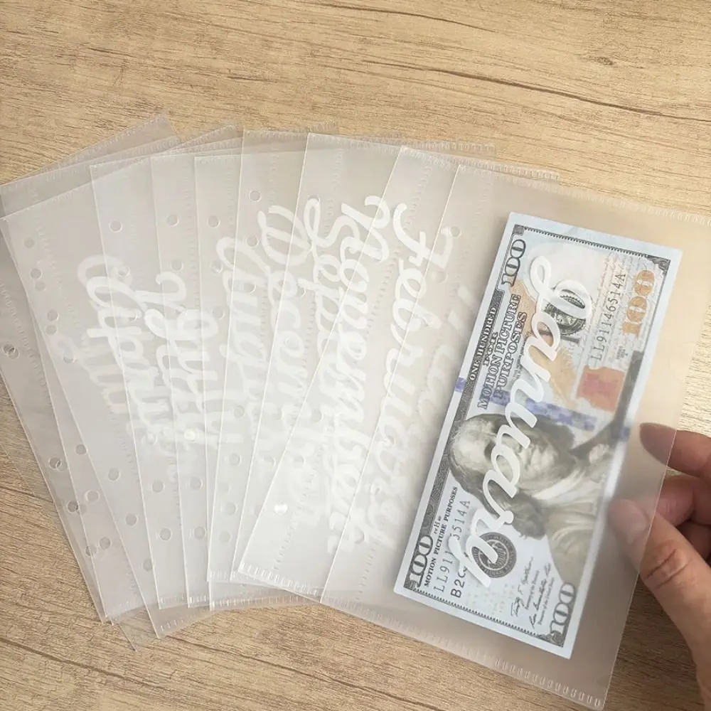 Creative 12 Monthly Cash Storage Bag Transparent 6 Holes Cash Management Book A6 PP Loose-leaf Album Gift