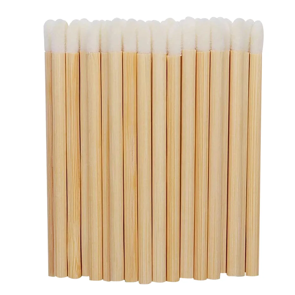 50/100pcs 립 브러쉬 대나무 손잡이 립 브러쉬 립스틱 글로스 완드 애플리케이터 메이크업 도구 속눈썹 연장 액세서리