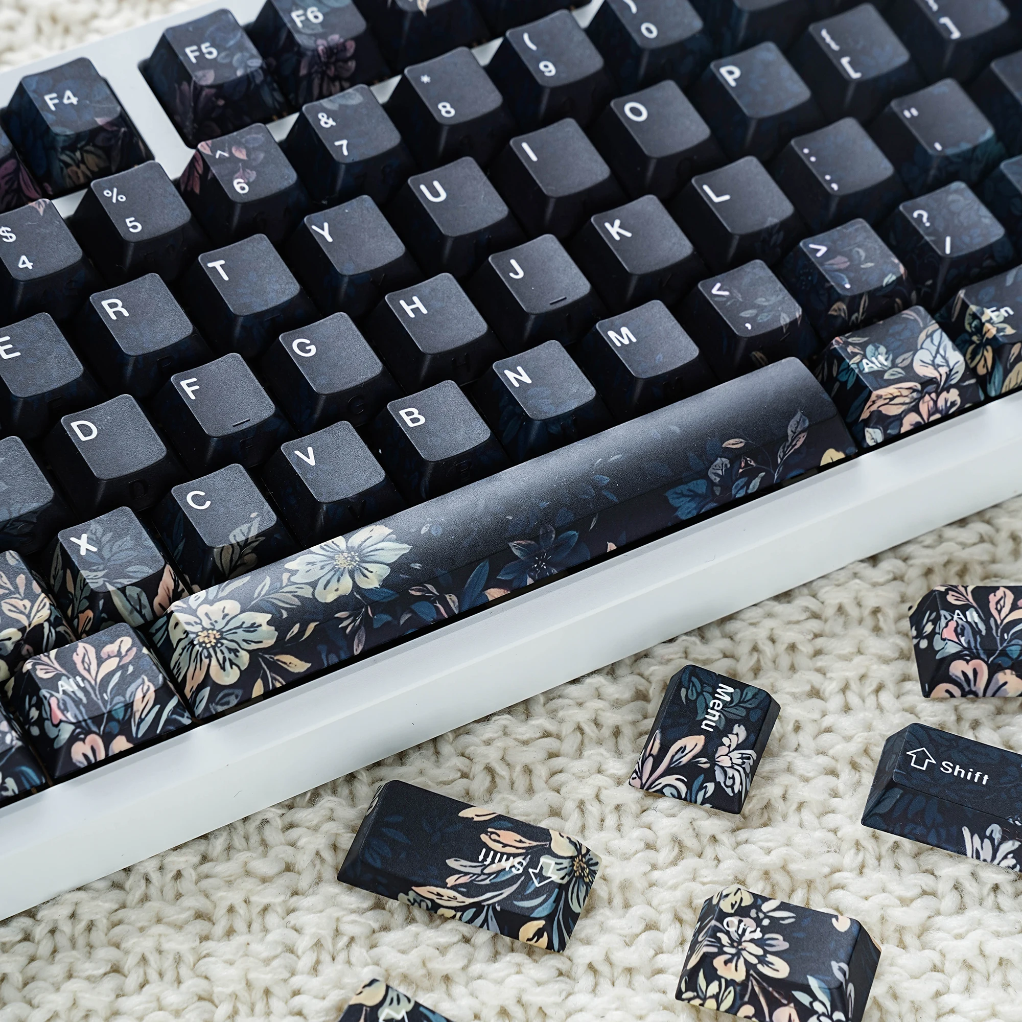 Klawisze PBT Dye-Sub z bocznym podświetleniem, profil Cherry, 131 klawiszy, koreańskie, do klawiatury mechanicznej, hiszpańskie, arabskie, francuskie, niemieckie, rosyjskie. — zdjęcie produktu 5