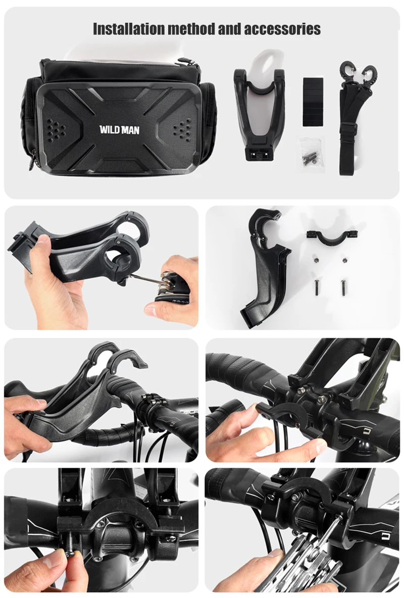 WILD MAN BBG071 Fahrrad Lenkertasche EVA Hartschale Regenschutz Aufbewahrung kleiner Zubehörteile – Detail 15